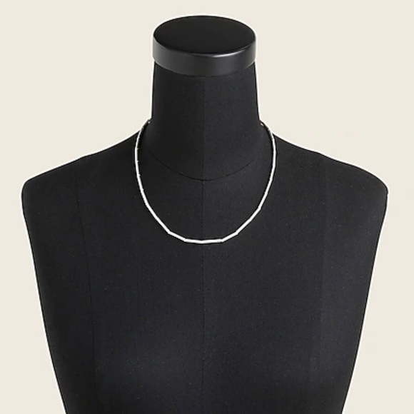 J.Crew NWT Metal Tube Necklace Silver Mirror Cubic Zirconia